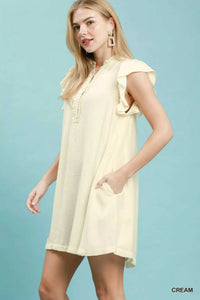 Umgee Ruffle Sleeve Henley Shift Dress 100100495661456 57 Affordable Fashion Under $100 Jerry's Apparel 