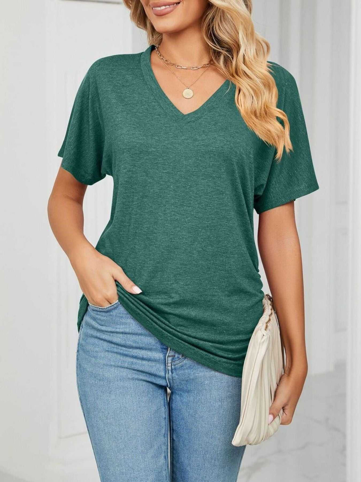 Casual V-Neck Short Sleeve T-Shirt 100100579648227 22 Affordable Fashion Under $100 Jerry's Apparel 