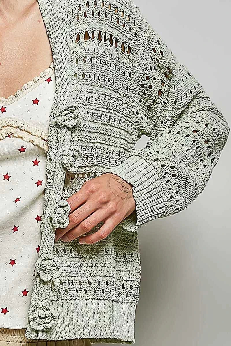 POL Open-Knit Floral Button Cardigan 100100372231681 66 Affordable Fashion Under $100 Jerry's Apparel 