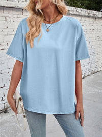 Lovelet Exposed Seam Round Neck Half Sleeve T-Shirt