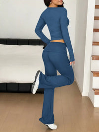Long Sleeve Crop Top and Bootcut Pants Set 100100923609172 63 Affordable Fashion Under $100 Jerry's Apparel 