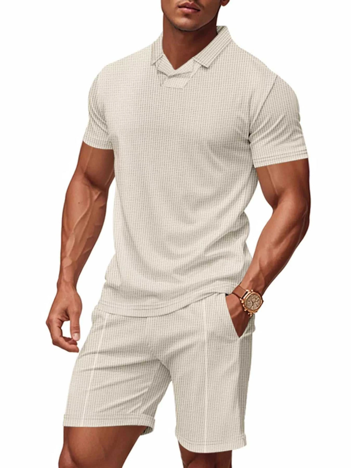 Men's Full Size Casual Short Sleeve Polo and Shorts Set Plus Size 100400870366243 34 Gifts for Him Jerry's Apparel 