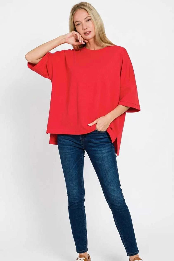 Zenana Scuba Round Neck Top with Side Slits 100100520911880 25 Affordable Fashion Under $100 Jerry's Apparel 