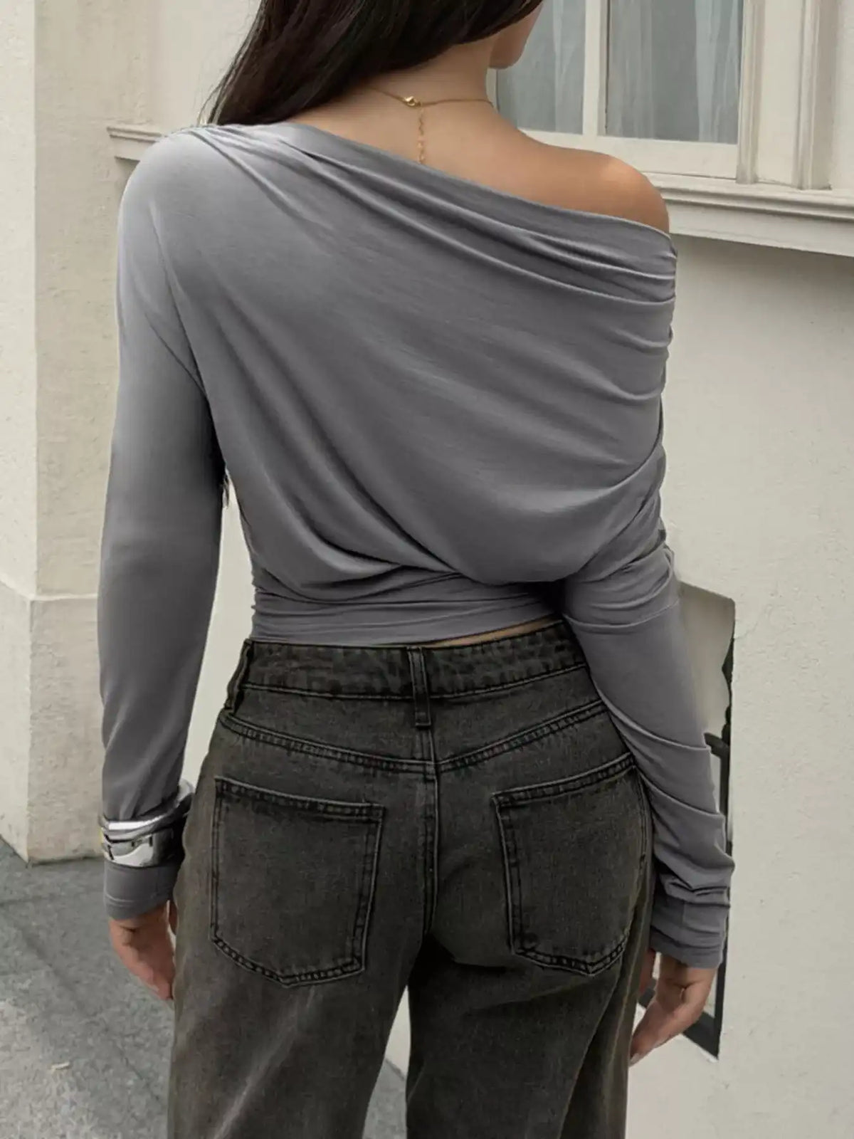 Ruched Long Sleeve Slim Fit T-Shirt 101001489536698 37 Affordable Fashion Under $100 Jerry's Apparel 