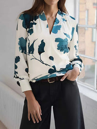 Printed V-Neck Long Sleeve Blouse 100100740911110 33 Affordable Fashion Under $100 Jerry's Apparel 