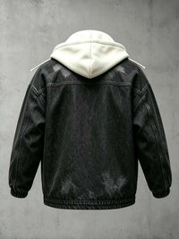 Men's Plus Size Streetwear Washed Snap Down Denim Jacket with Detachable Hood 104003065127742 91 Affordable Fashion Under $100 Jerry's Apparel 