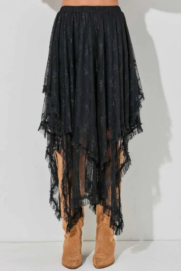 Elastic Waist Asymmetrical Lace Skirt 100100404541935 62 Affordable Fashion Under $100 Jerry's Apparel 