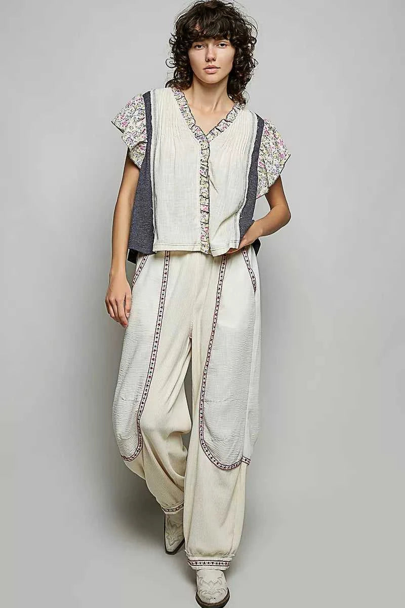 POL V-Neck Floral Ruffle Sleeve Blouse 100100225781650 62 Affordable Fashion Under $100 Jerry's Apparel 
