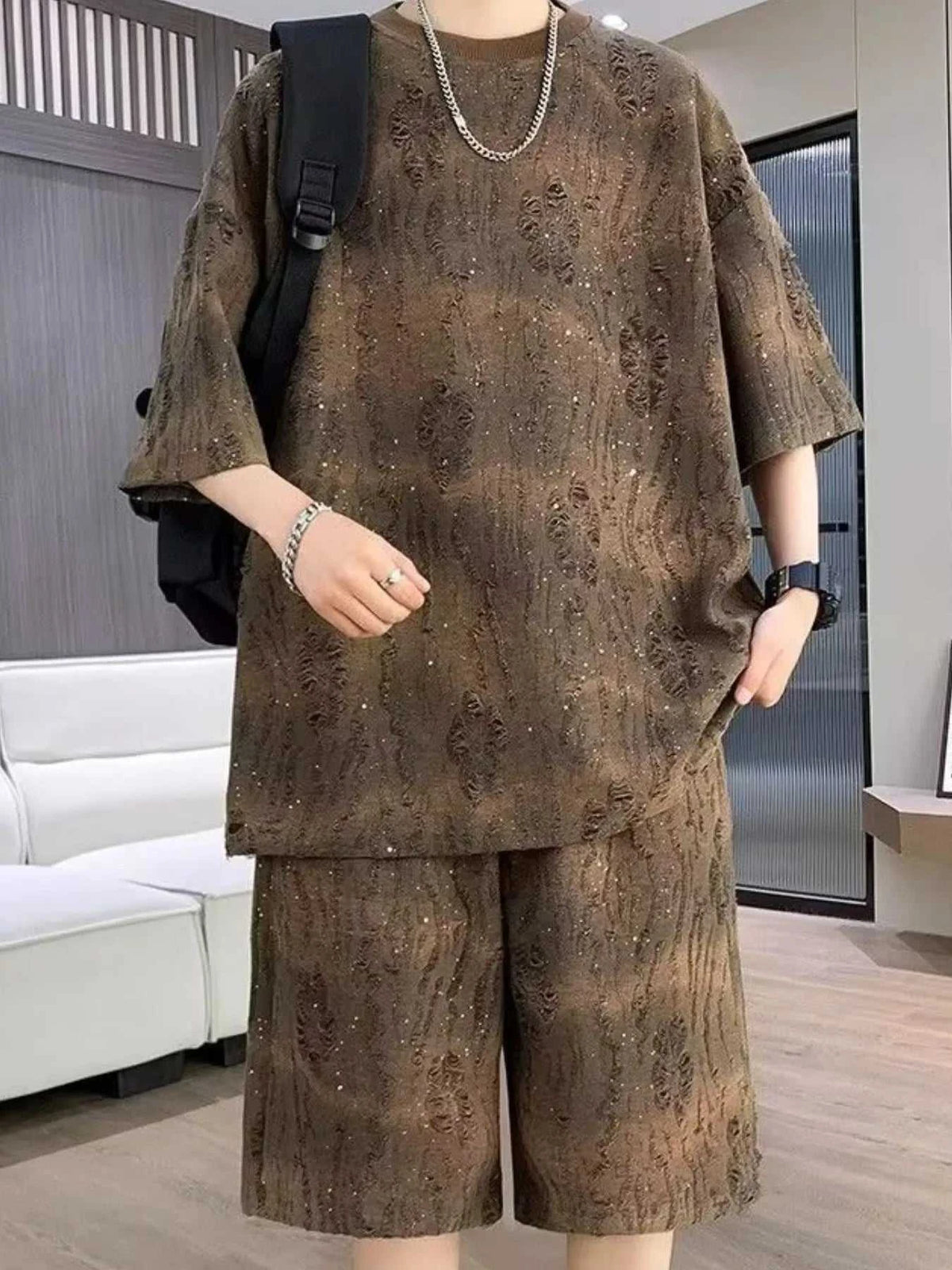 Men's Full Size Round Neck Half Sleeve Top and Shorts Set Plus Size 100400059232306 34 Affordable Fashion Under $100 Jerry's Apparel 