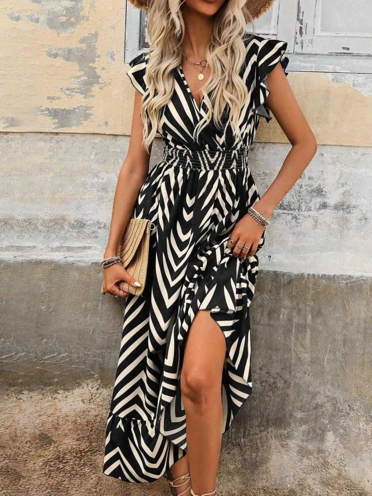 Ruffled Cap Sleeve Midi Dress 100100553584352 41 Affordable Fashion Under $100 Jerry's Apparel 