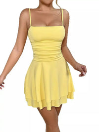 Ruched Spaghetti Strap Layered Mini Dress 101001361310686 33 Women's Dress Gifts for Her Jerry's Apparel 