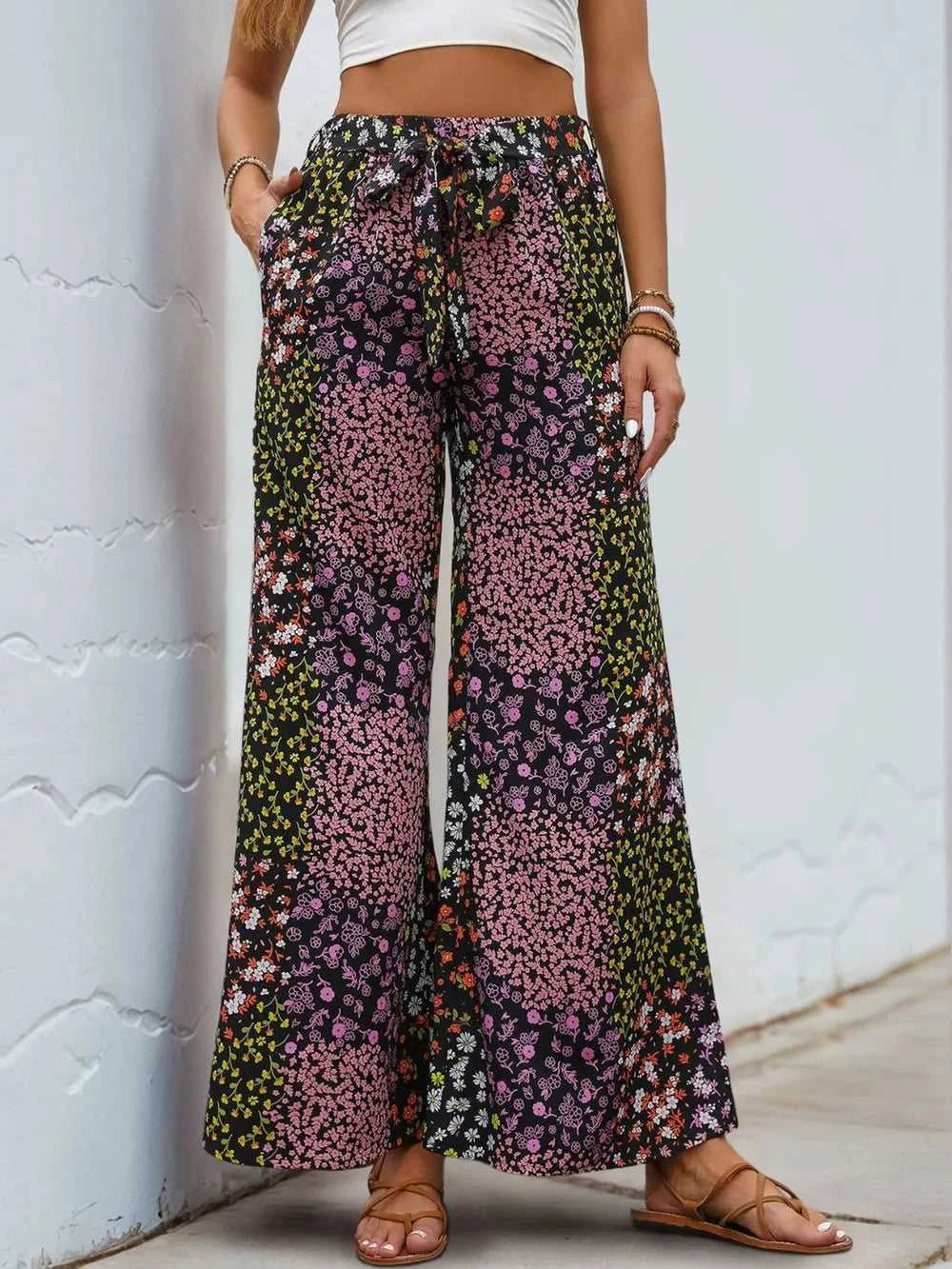 Floral High Rise Wide Leg Pants 100100533351423 25 Seasonal Fashion Collections Jerry's Apparel 