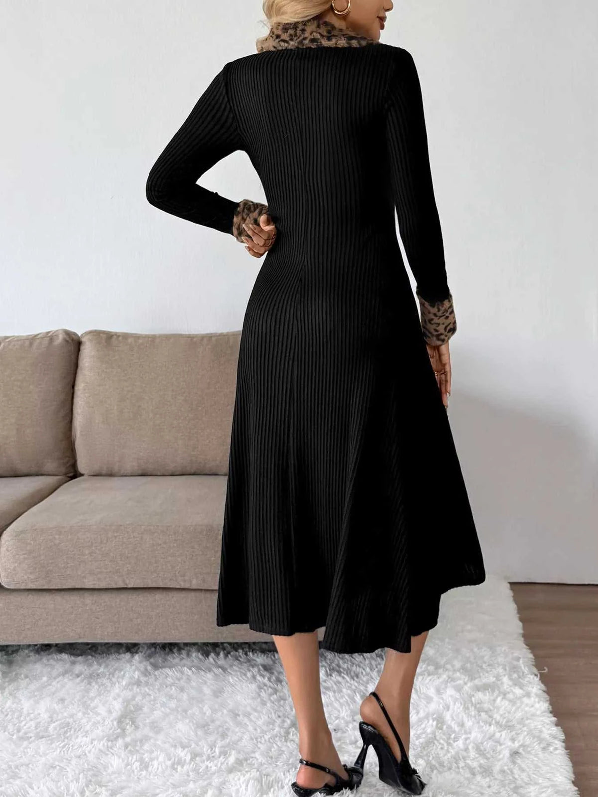 Leopard Cuff Johnny Collar Midi Dress 100100468424761 47 Affordable Fashion Under $100 Jerry's Apparel 