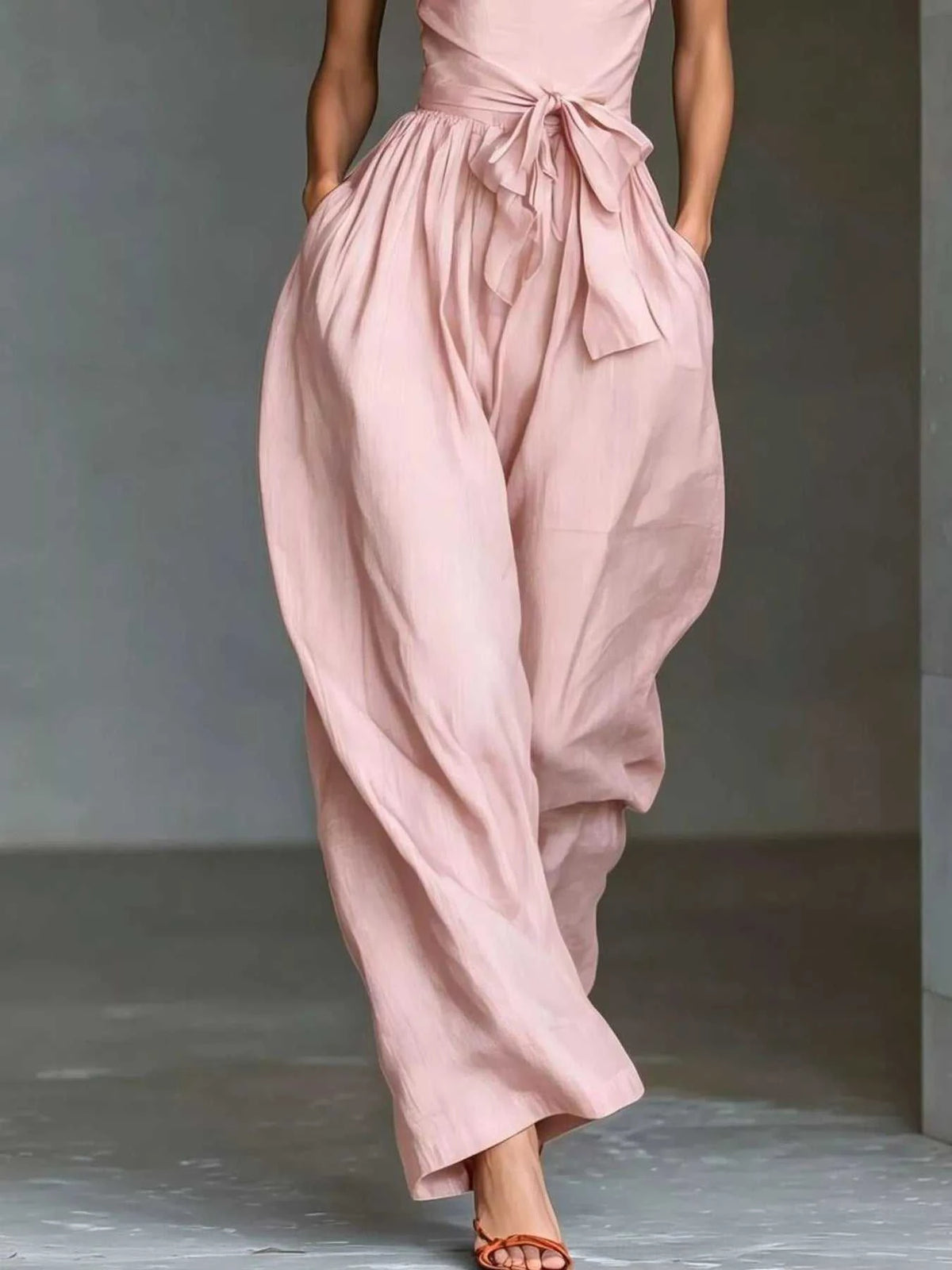 Halter Neck Wide-Leg Jumpsuit with Waist-Tie Detail 101001566820821 48 Affordable Fashion Under $100 Jerry's Apparel 