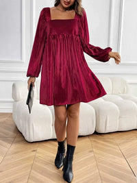 Velvet Square Neck Long Sleeve Dress 100100004568053 56 Gifts for Her Jerry's Apparel 