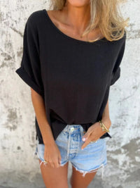 Full Size Loose Fit Short Sleeve T-Shirt Plus Size