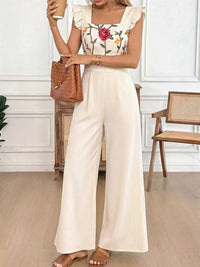 Floral Embroidered Ruffle Trim Jumpsuit 100100569039389 49 Affordable Fashion Under $100 Jerry's Apparel 