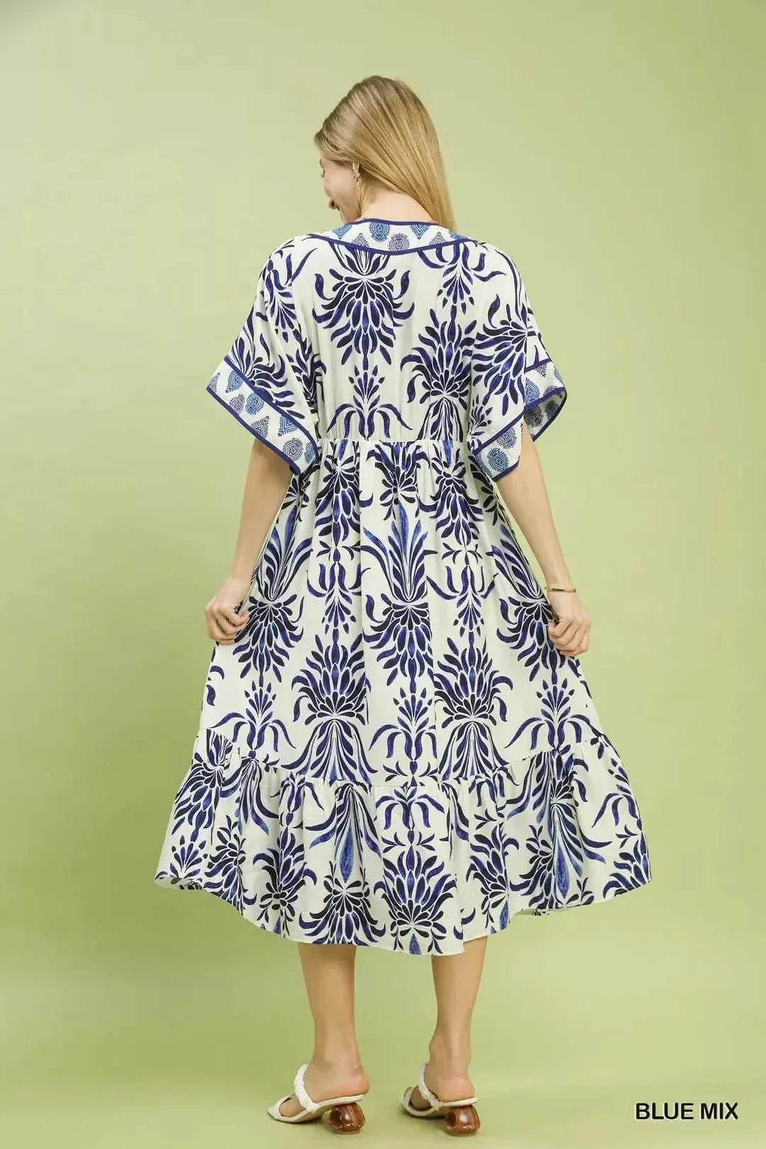 Umgee Mix Floral Border Midi Dress with Pockets 100100419491564 62 Affordable Fashion Under $100 Jerry's Apparel 