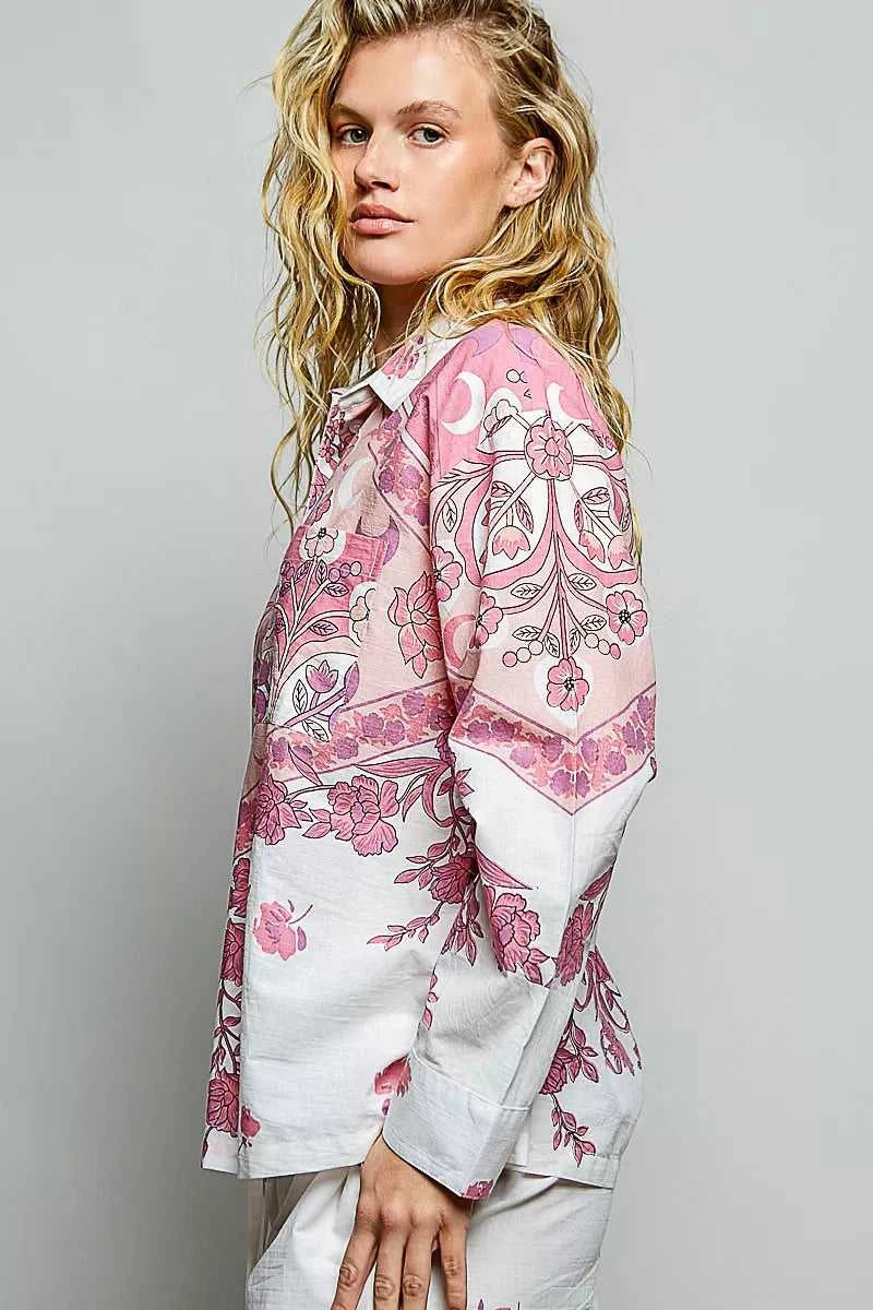POL Printed Floral Button Down Shirt 100100985961993 64 Affordable Fashion Under $100 Jerry's Apparel 