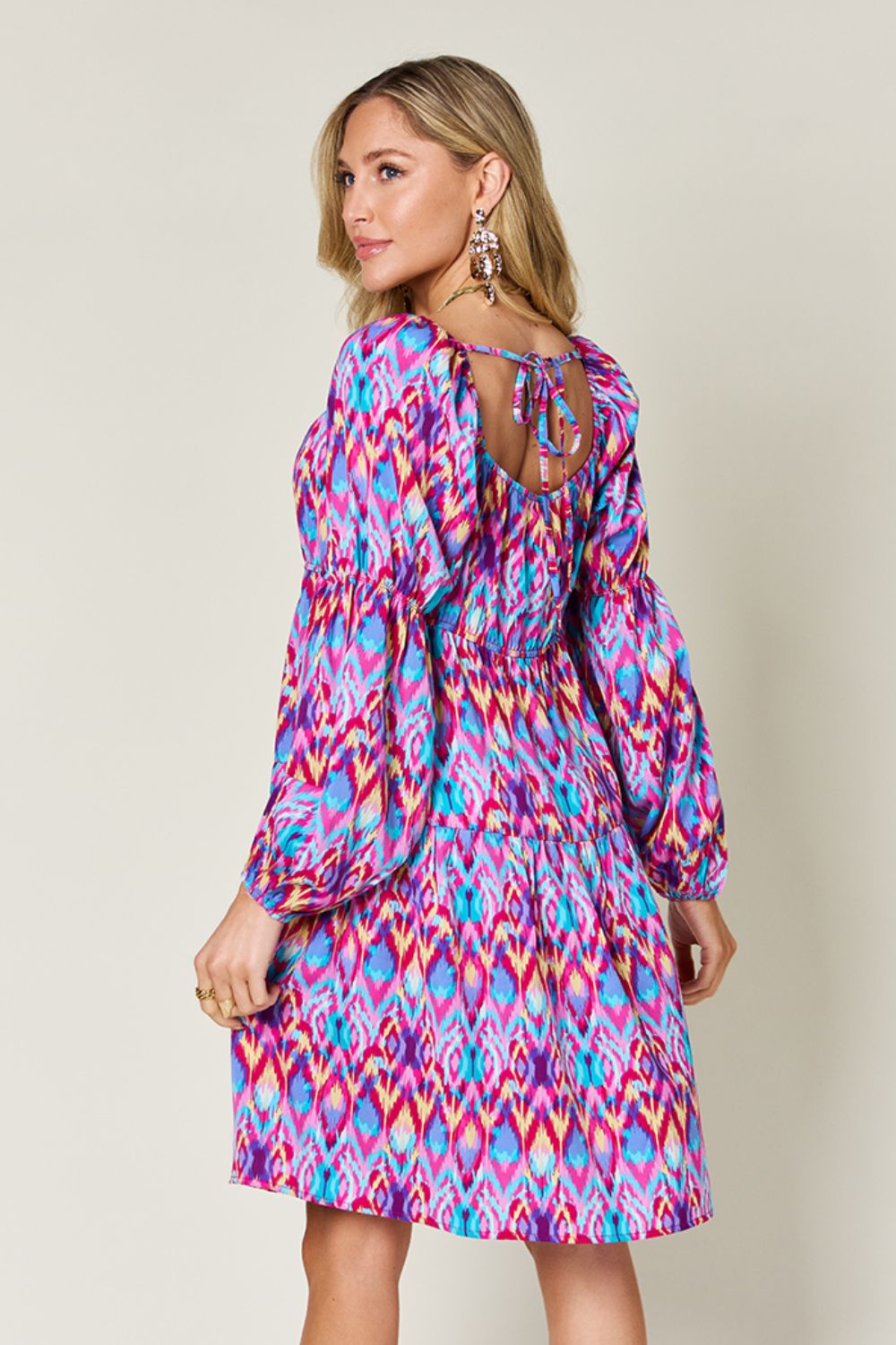 Full Size Printed Long Sleeve Dress