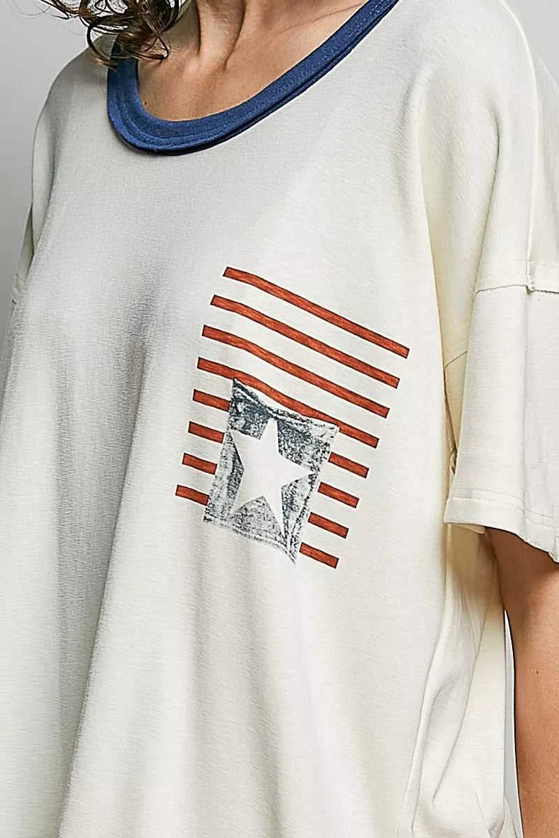 POL American Flag Color Block Side Slit Cotton Top 100100004761742 43 Affordable Fashion Under $100 Jerry's Apparel 