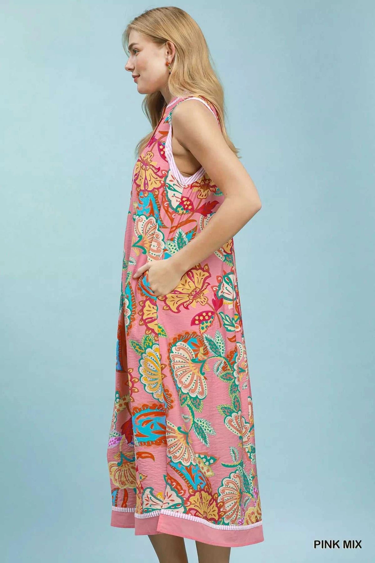 Umgee Paisley Floral Sleeveless Midi Dress 100100465991198 66 Affordable Fashion Under $100 Jerry's Apparel 