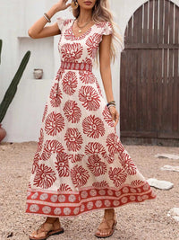 Printed V-Neck Cap Sleeve Dress 100100475035592 39 Affordable Fashion Under $100 Jerry's Apparel 