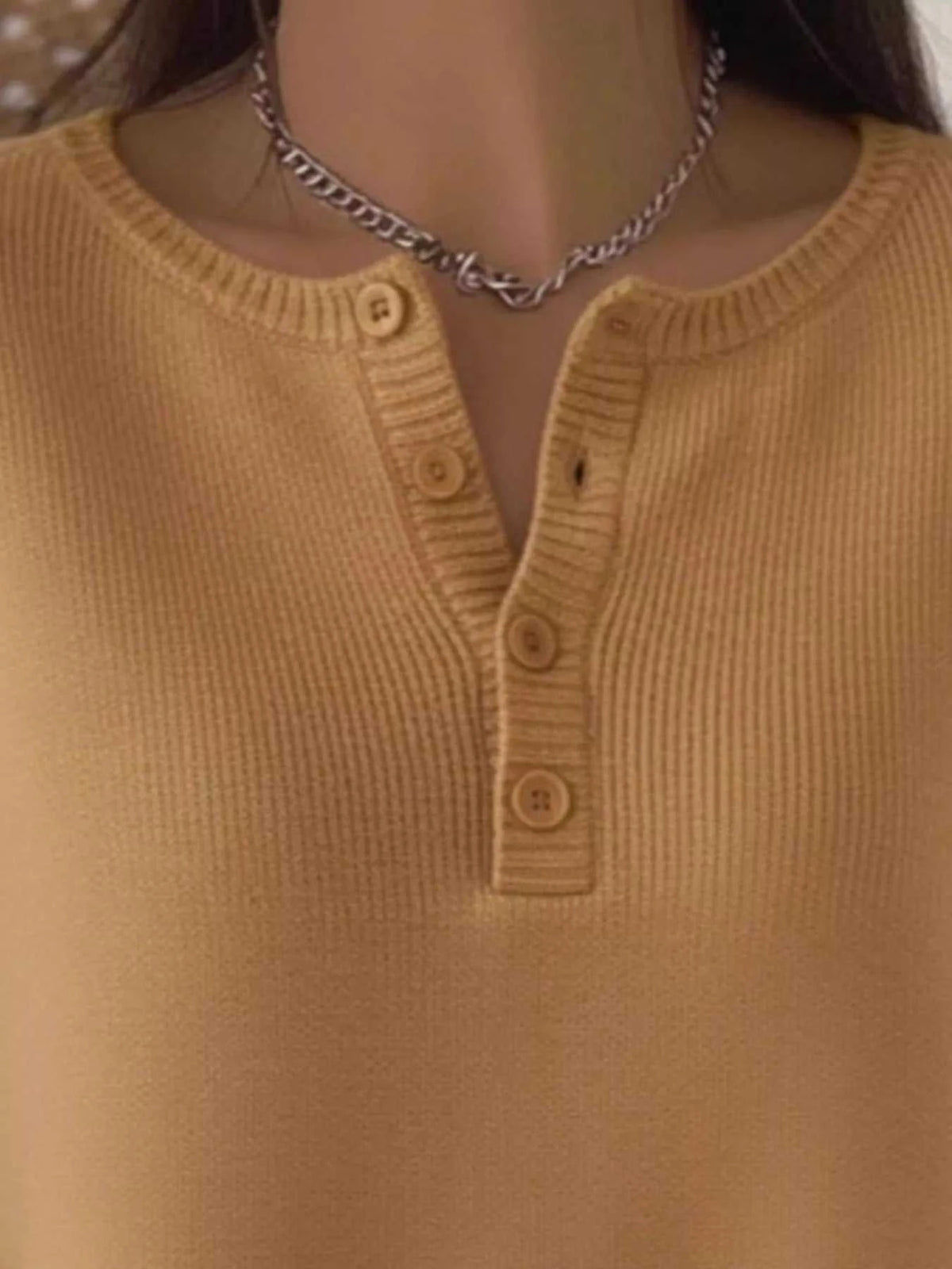Full Size Button Detail Ribbed Knit Sweater Plus Size 101002670743081 41 Affordable Fashion Under $100 Jerry's Apparel 