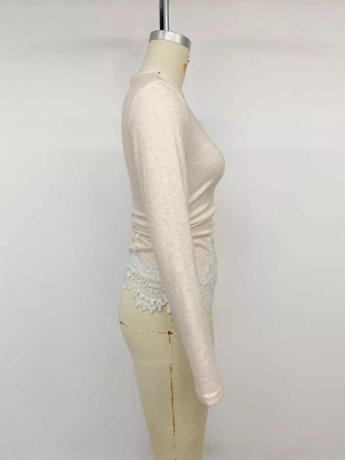 Lace Trim Long Sleeve T-Shirt 100100025623403 34 Affordable Fashion Under $100 Jerry's Apparel 