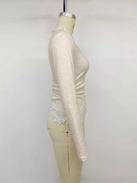 Lace Trim Long Sleeve T-Shirt 100100025623403 34 Affordable Fashion Under $100 Jerry's Apparel 