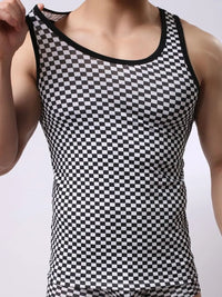 Men's Round Neck Checkered Tank