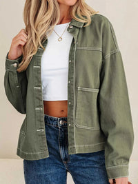 Patched Pocket Collared Button Front Boyfriend Denim Jacket 100100355837828 73 Affordable Fashion Under $100 Jerry's Apparel 