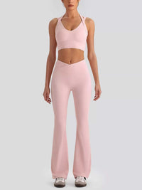 Seamless Criss-Cross V-Neck Tank and Leggings Active Set 101006885753799 113 Comfortable Weekend Sets Jerry's Apparel 
