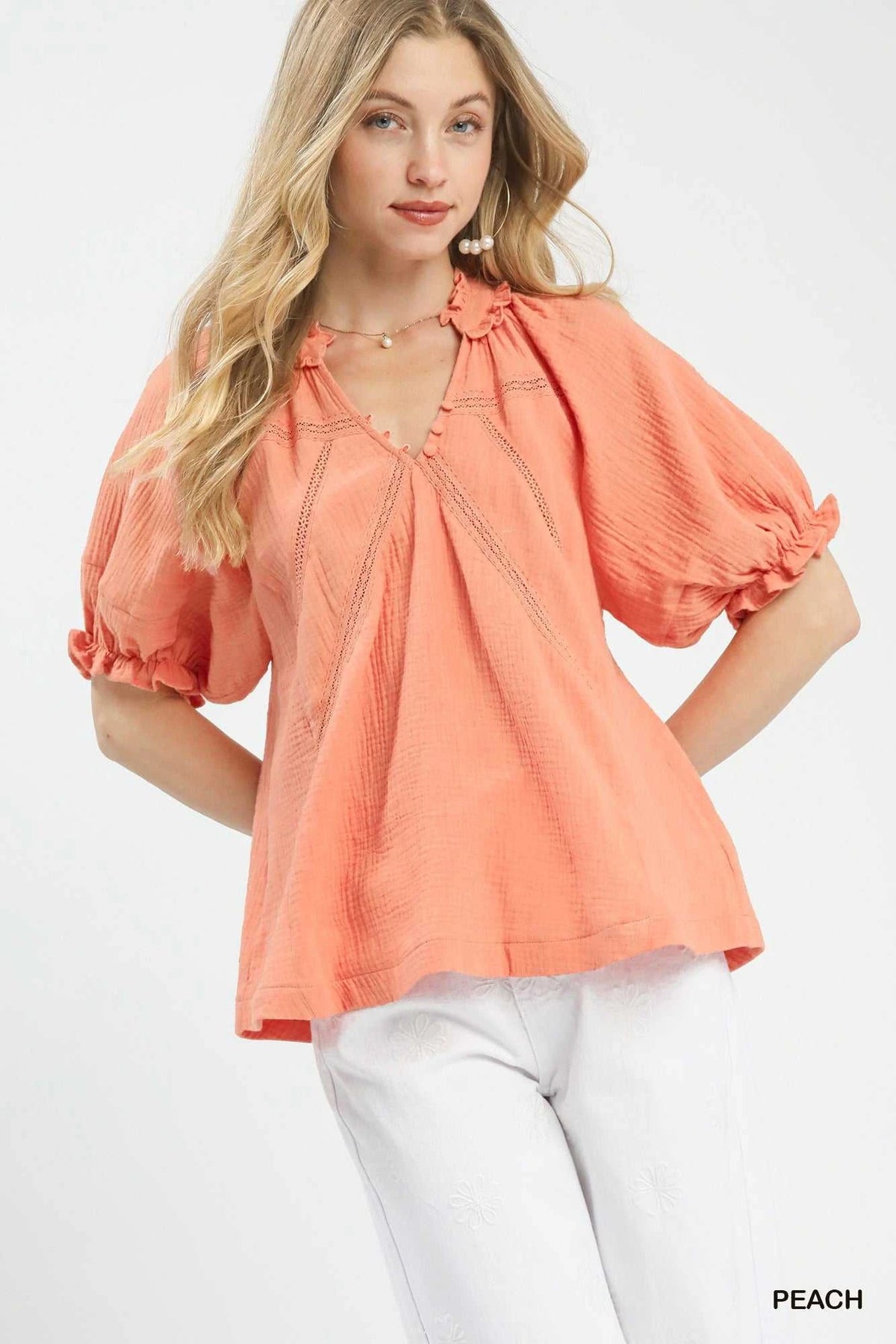 Umgee Cotton Gauze Ruffle Top 100100642161702 51 Affordable Fashion Under $100 Jerry's Apparel 