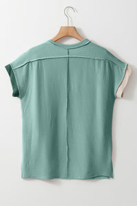 Color Block Round Neck Short Sleeve T-Shirt