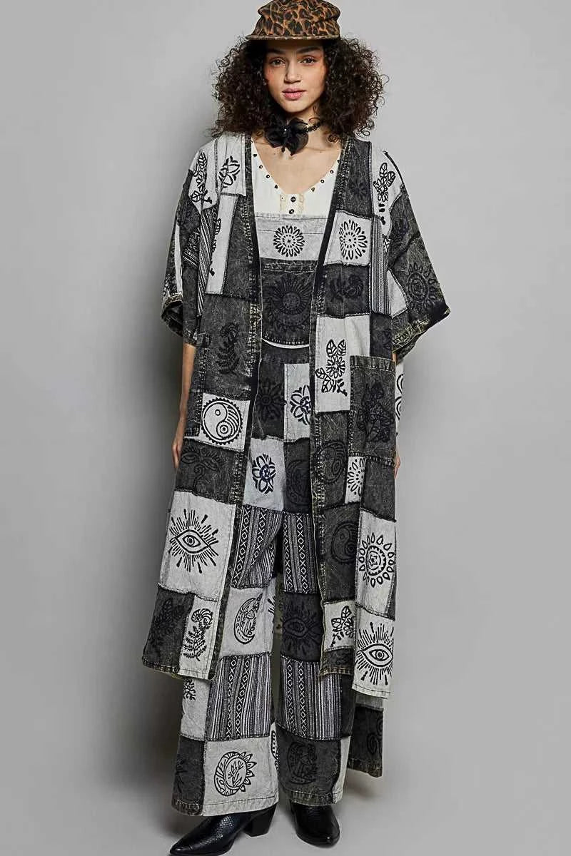 POL Open Front Printed Patchwork Longline Cardigan 100100735921984 59 Affordable Fashion Under $100 Jerry's Apparel 