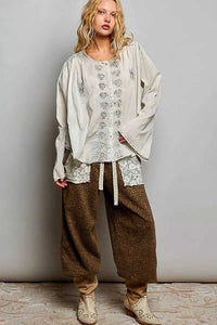 POL Embroidered Button Front Woven Shirt 100100573751599 59 Affordable Fashion Under $100 Jerry's Apparel 