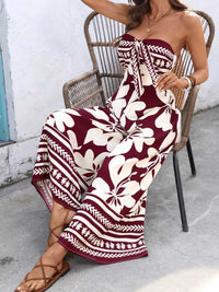 Floral Print Tie Front Strapless Wide Leg Jumpsuit 100100591561067 42 Affordable Fashion Under $100 Jerry's Apparel 
