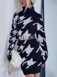 Houndstooth Pattern Turtleneck Sweater Dress 100100643736107 33 Affordable Fashion Under $100 Jerry's Apparel 