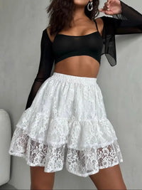 Lace Tiered Mini Skirt