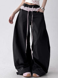 Wide Leg Drawstring Casual Pants