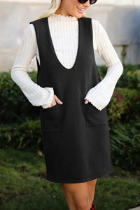 Lovelet Pocketed V-Neck Mini Sweater Overall Dress 100100283761487 35 Affordable Fashion Under $100 Jerry's Apparel 