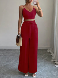 V-Neck Cami and Wide Leg Pants Set 100100127807386 60 Gifts for Her Jerry's Apparel 