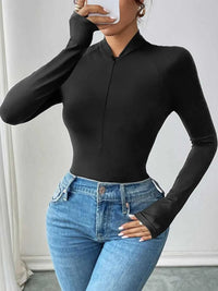 Perfee Half Zip Long Sleeve Bodysuit 100100252711337 24 Affordable Fashion Under $100 Jerry's Apparel 