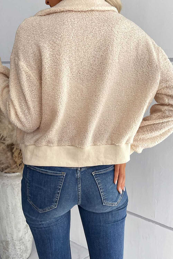 Perfee Zip-Up Sherpa Collared Neck Jacket with Pockets 100100581440325 53 Affordable Fashion Under $100 Jerry's Apparel 