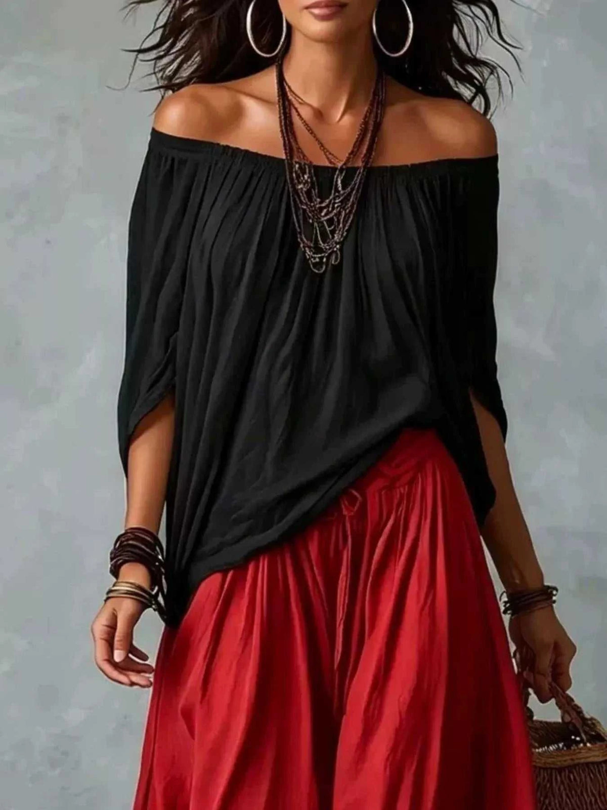 Full Size Off-Shoulder Top and Wide-Leg Harem Pants Set Plus Size 101001665837372 46 Affordable Fashion Under $100 Jerry's Apparel 