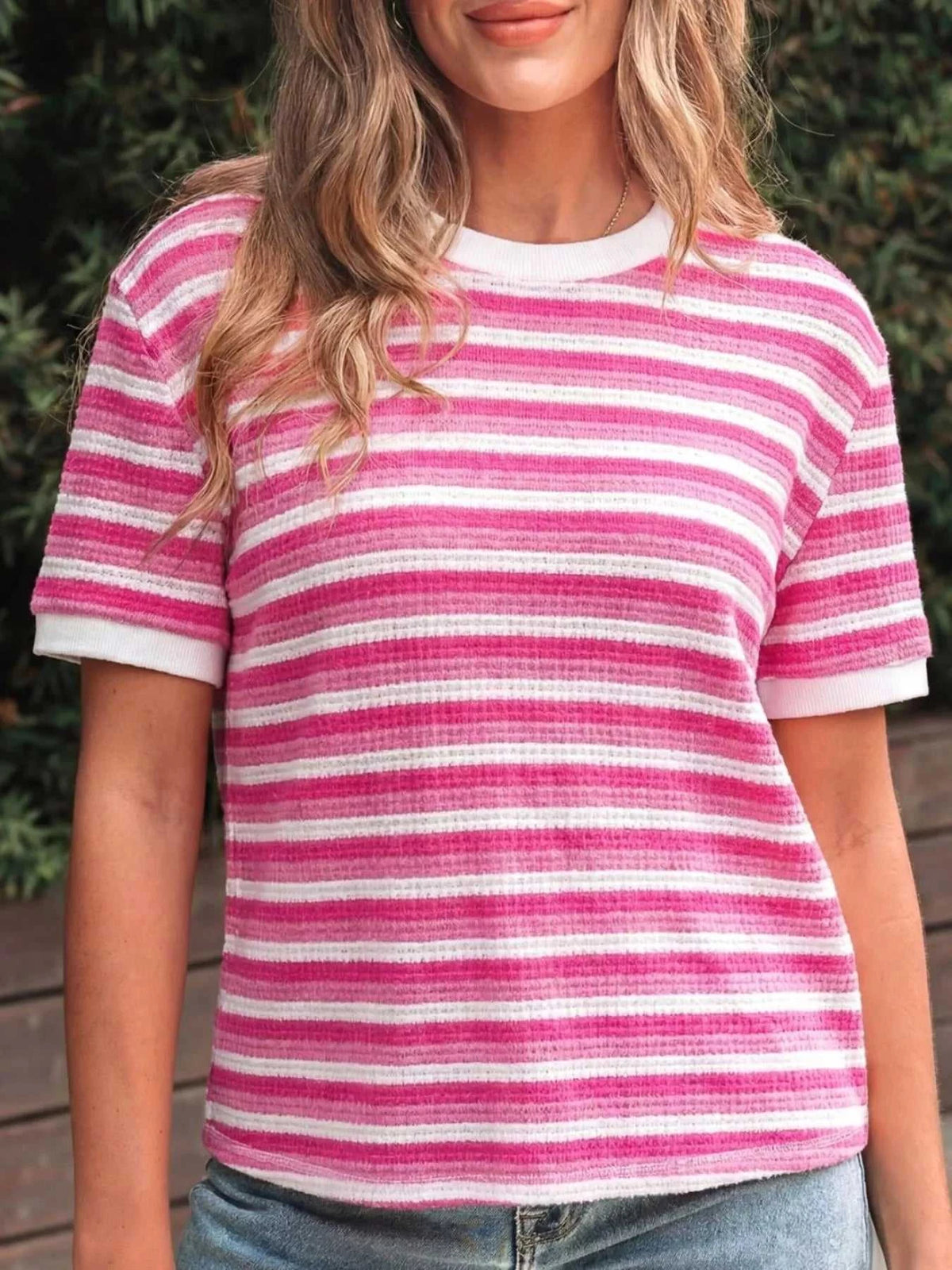 Textured Knit Short Sleeve Crossed Detail Tee 100100489772010 24 Affordable Fashion Under $100 Jerry's Apparel 