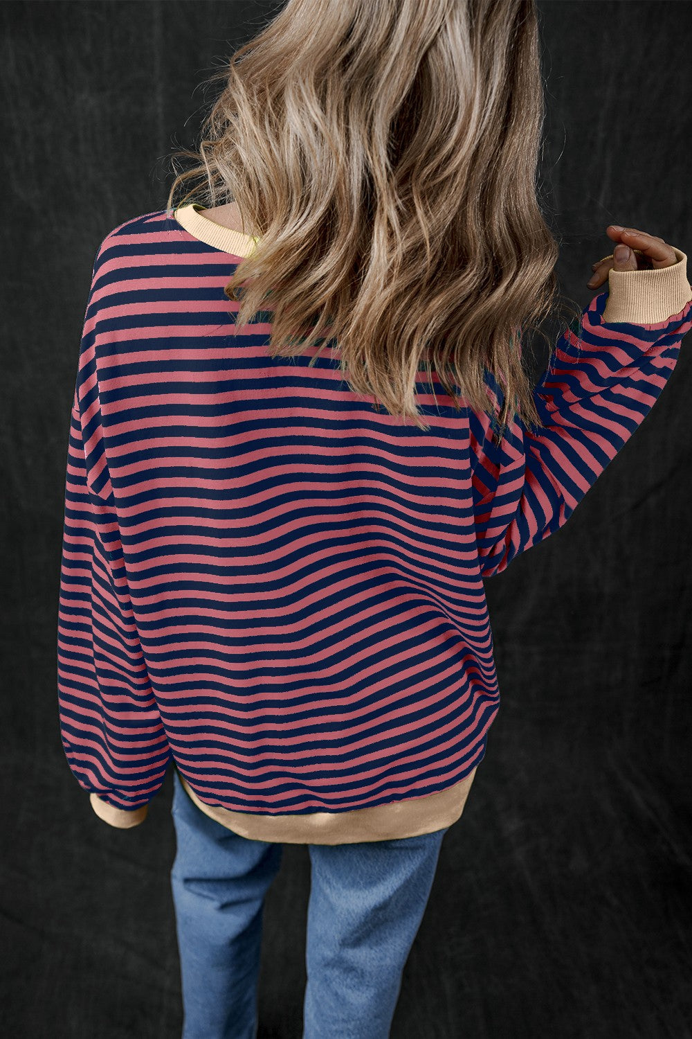 Pumpkin Striped Long Sleeve Sweatshirt