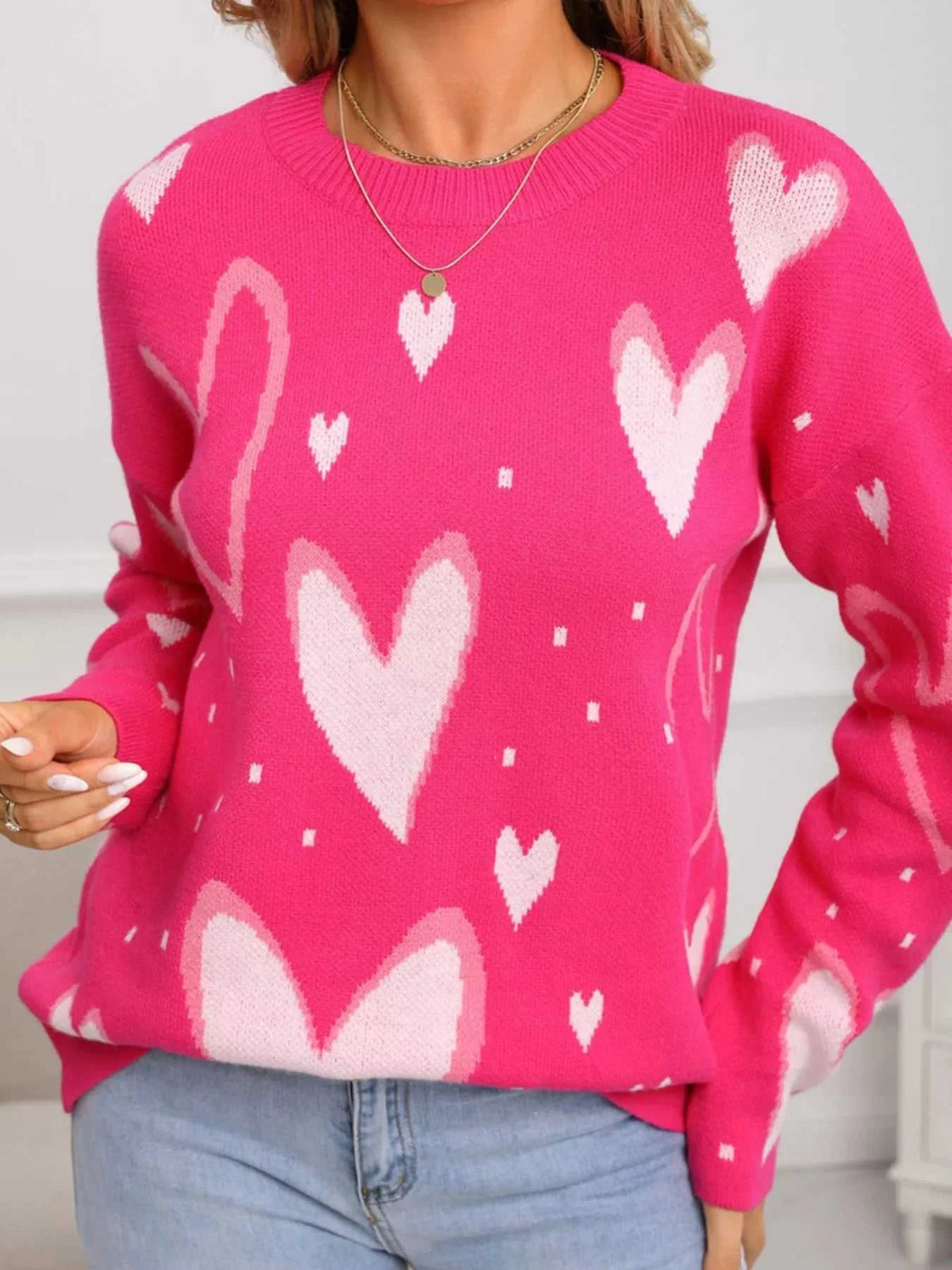 Valentine's Day Heart Crew Neck Sweater 100100436527641 49 Affordable Fashion Under $100 Jerry's Apparel 