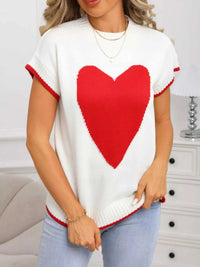 Valentine's Day Heart Graphic Short Sleeve Sweater 100100427412577 40 Affordable Fashion Under $100 Jerry's Apparel 